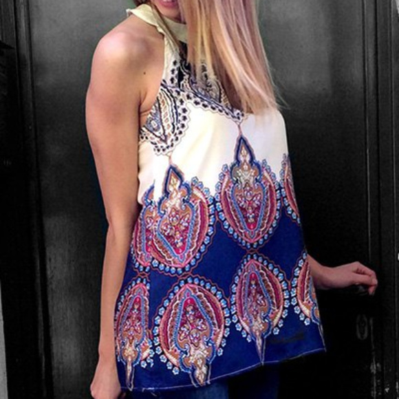 Ethnic Print Halter Top - Picture 4 of 4